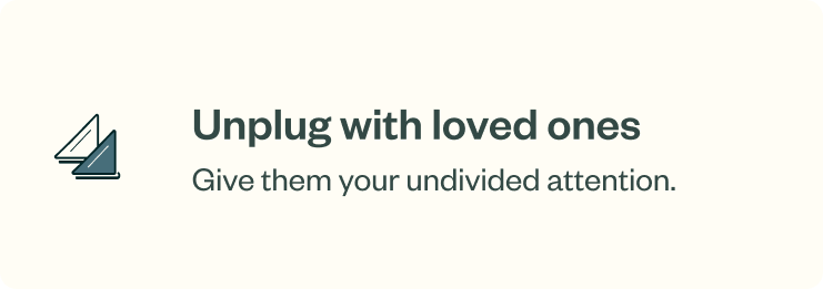 Screenshot: a card that lets you start unplug mode containing an icon of two sailboats, a heading and a short description.